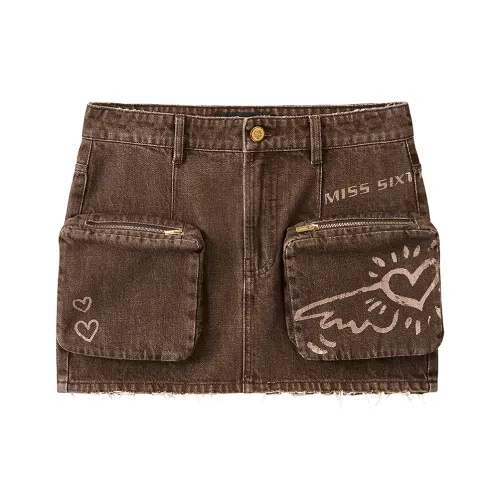 Miss Sixty Джинсовые короткие юбки Женские Хаки
