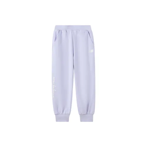 Детские 3-7 лет New Balance совместный бренд Вязаные тренировочные штаны Светло-фиолетовый