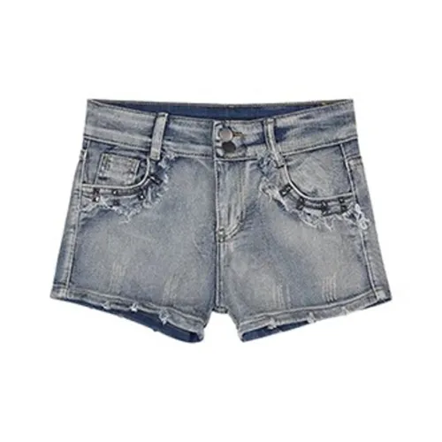 HeartyBite Джинсовые шорты Женские Ностальгический синий