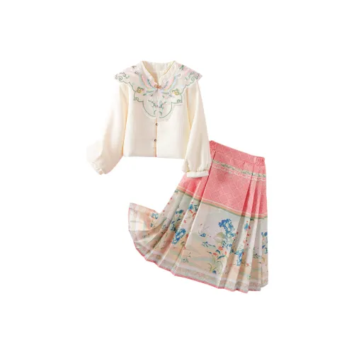 October Mommy Ханьфу Детский Розовый Фрукты Кролик