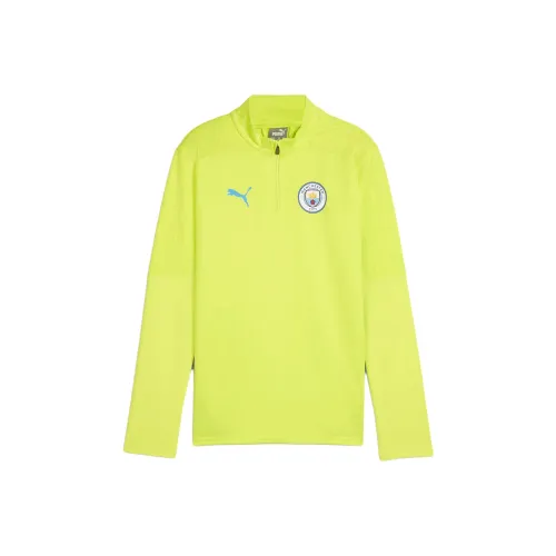 PUMA x Manchester City Трикотажная рубашка с заплаткой FW24 Желтая Светящаяся Магическая Синяя для детей 3-7 лет