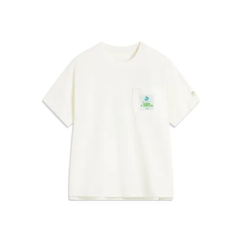 LINING YOUNG Sports Lifestyle Collection Sports Trendy Collection T-рубашка SS25 Сливочный Children Возраст 3-7 лет