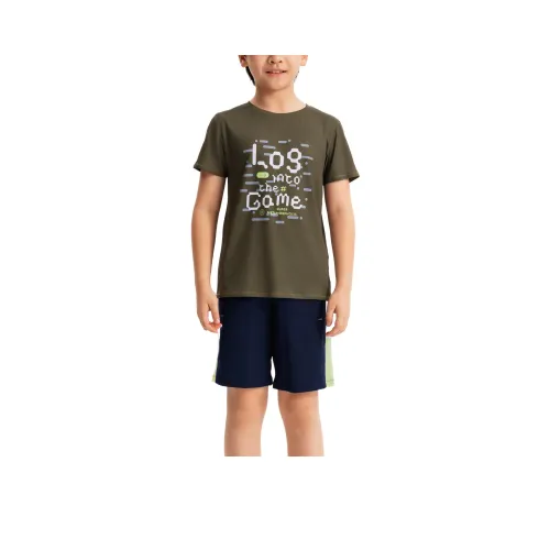 DECATHLON T-рубашка оливково-зеленая детская