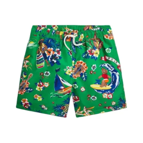 Polo Ralph Lauren Детская одежда Traveler POLO Bear Swim Trunk Shorts Baby Green