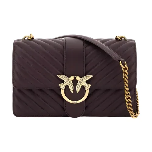 PINKO Love Icon Sheepskin Calfskin Маленькая квадратная сумка сумка через плечо сумка на плечо стандартная женская фиолетовая