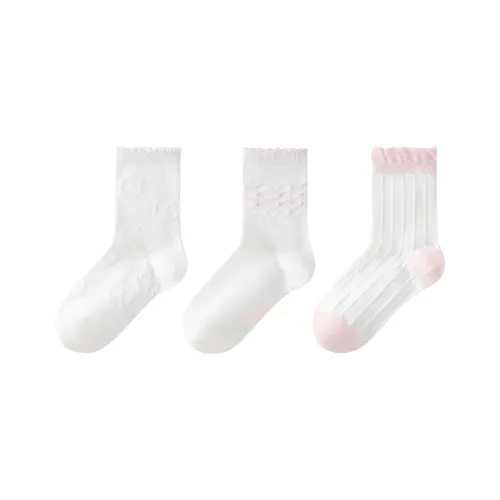 YeeHoO Носки 3 пачки освежающие нежно-розовые белые для подростков