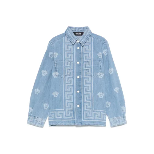 VERSACE Синие Детские джинсовые рубашки