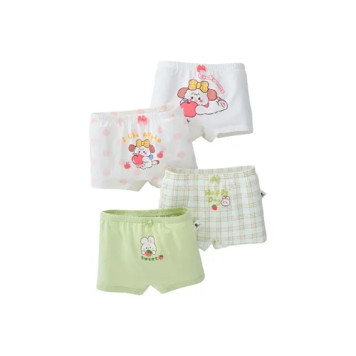 MIIOW 4 шт Белый + Белый+Полосы+Зеленый Kids Нижнее белье