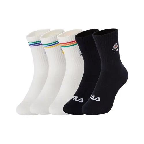 FILA KIDS 5 пар 2 Легендарный синий + 3 Стандартный белый Kids носки