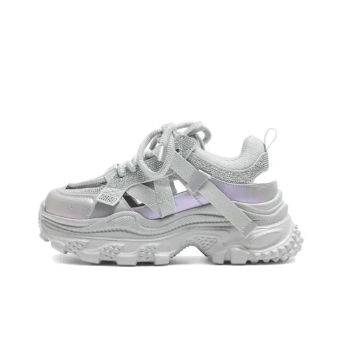 JOSINY Противоскользящий устойчивый к истиранию низкий топ кроссовки с толстой подошвой женские серебряный фиолетовый