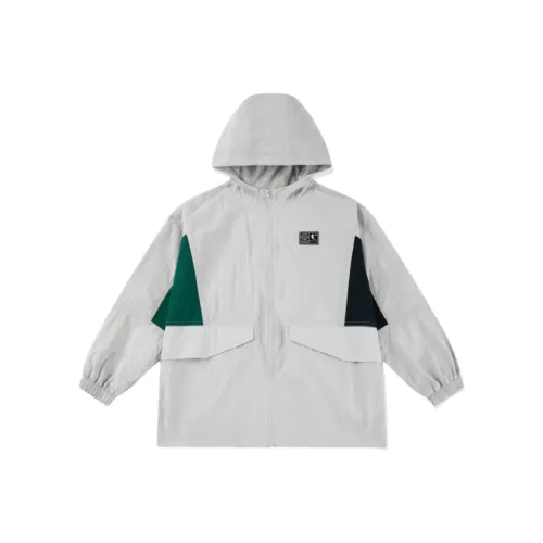 QIAODAN Куртка SS25 Светло-серая пряжа Подростки