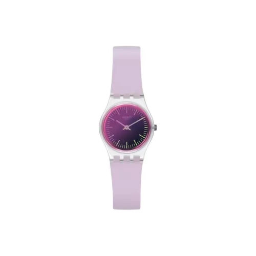Swatch Quartz Механизм Женские часы 25 мм Фиолетовый циферблат Часы Пластиковый корпус Часы Силиконовый ремешок