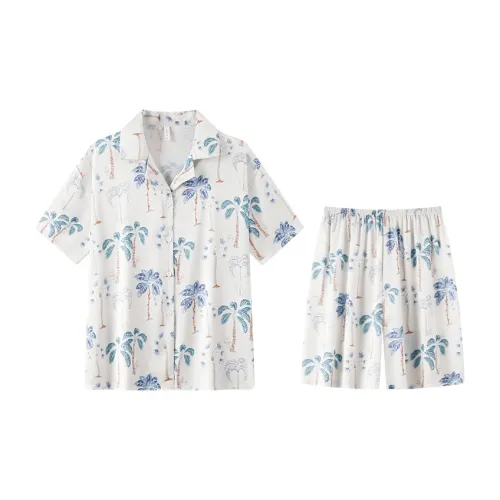 Qiao Ni Tong Кокосовая пальма [Короткий рукав Рубашка + Шорты] Мужской комплект пижамы