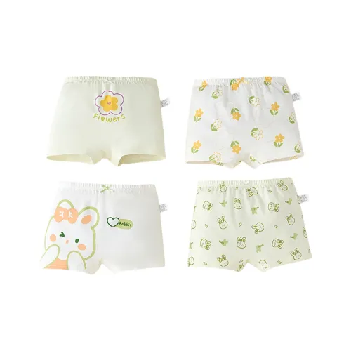 Deesha 4 шт [Светло-зеленый + Экрю + Экрю + Светло-зеленый] Kids Трусы