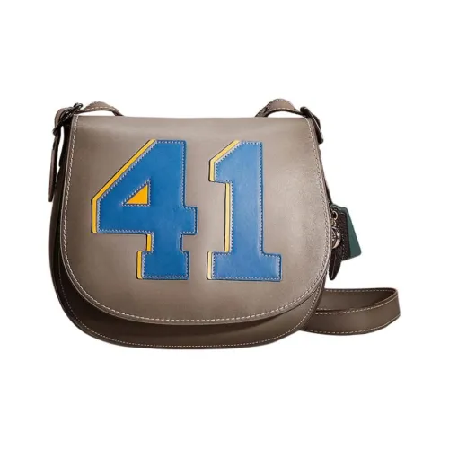 COACH Седло Перчаточная дубленая кожа Седло Сумка Сумка через плечо Большая Женская Вересковый серый