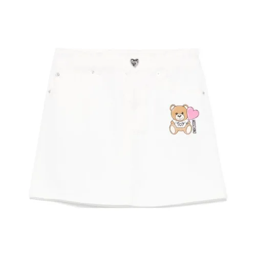 MOSCHINO SS25 Однотонный с принтом логотипа бренда Юбка Детская Белая
