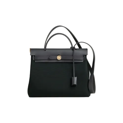 HERMES Herbag Zip Officier Canvas с коровьей кожей сумка через плечо сумка женская