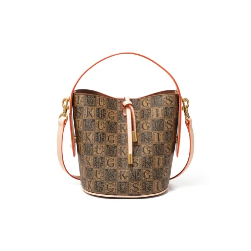 GUSKI Сумка-ведро из натуральной коровьей кожи стандартная женская многоцветная