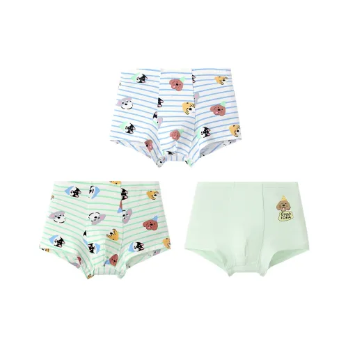 JIUSUIBAN Нижнее белье 3 шт [Мужской боксер] Фруктовый зеленый + Светло-синий + Ярко-зеленый для детей 3-7 лет