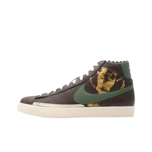 Nike Blazer High противоскользящие устойчивые к истиранию высокие кроссовки для скейтбординга мужские коричнево-зеленые