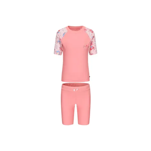 DECATHLON Детский купальник комплект из 2 предметов цвет личи розовый светло-розовый для детей в возрасте 3-7 лет