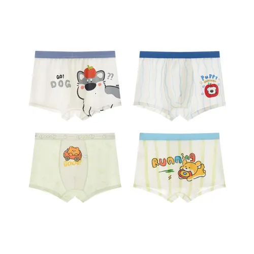 MIIOW 4 шт [Серый + Синий + Светло-зеленый + Озерно-голубой] Kids Трусы