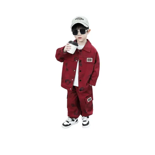 HEINBBE Повседневная спортивная одежда бордовый цвет для детей 3-7 лет