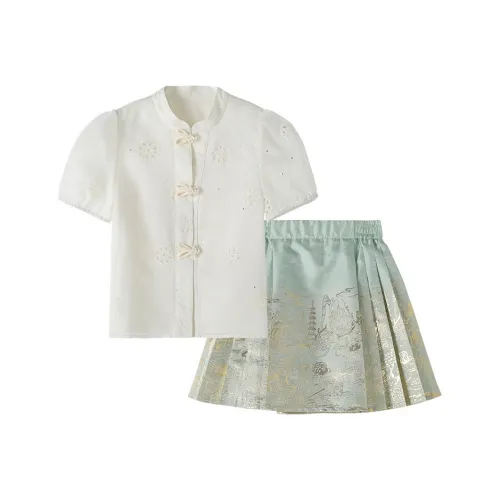 Детский комплект YUANYUAN GIRL для девочек 3-7 лет 2 предмета юбка белый и синий