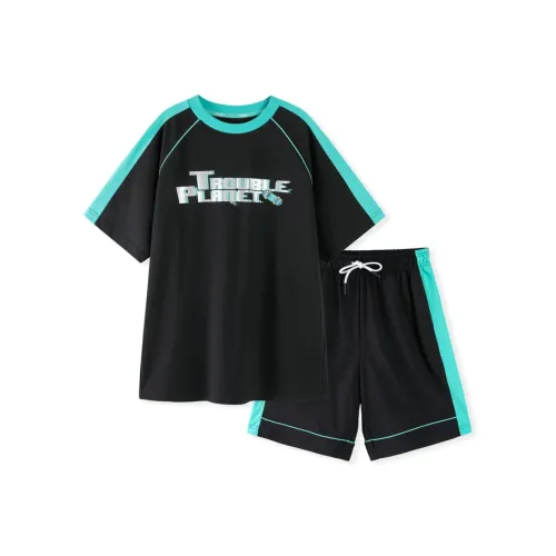 BALABALA TROUBLE PLANET Co Branded Series Повседневная спортивная одежда Черный Подростки