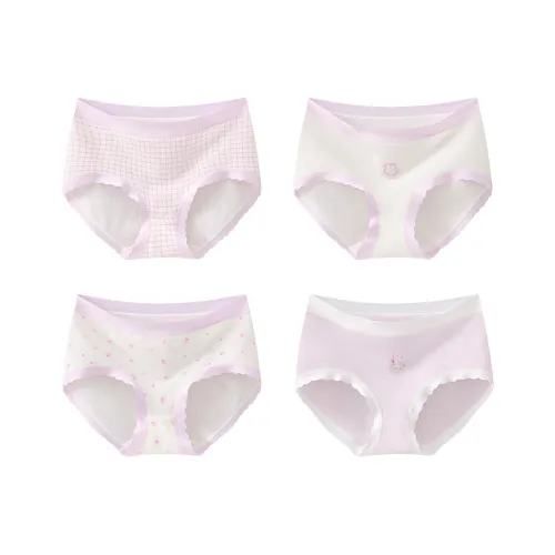 MQD 4 шт [Светло-фиолетовый + Экрю + Экрю + Светло-фиолетовый] Kids Трусы
