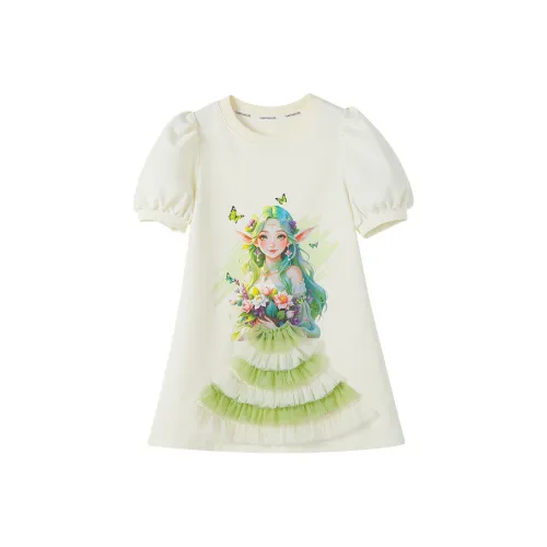 YUANYUAN GIRL Платье Бежево-абрикосовое для детей 3-7 лет