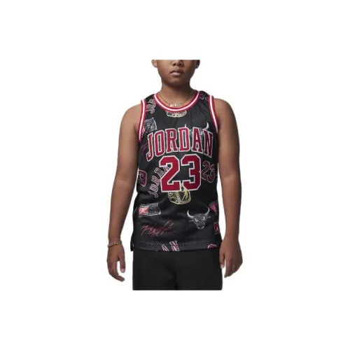 Jordan 23 Полосатая майка с короткими рукавами Черная Детская