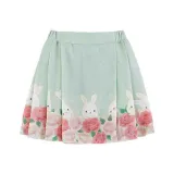 Короткая китайская юбка с узором "конское лицо", зеленый кролик