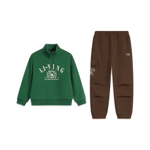 LINING YOUNG Повседневная спортивная одежда Sports Life Collection Еловый зеленый Земляной умбровый Дети 3-7 лет