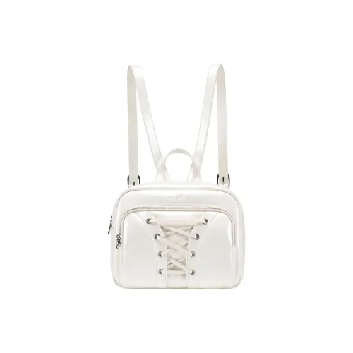 ONE TIME Рюкзак из синтетической кожи средний женский молочно-белый черный масляный воск