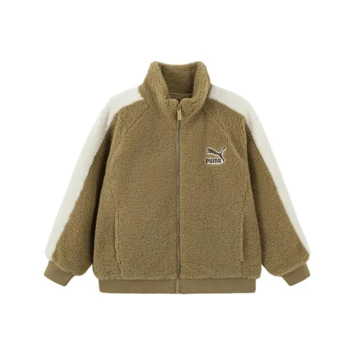 PUMA Детский топ T7Sportstyle Collection с подкладкой из шерпа флис песочно-хаки детский