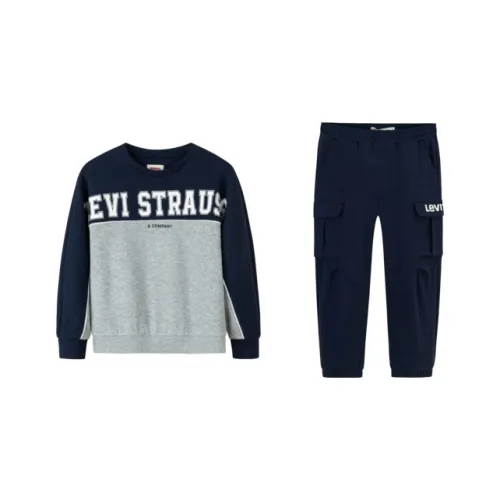 Levi's без капюшона пуловер толстовка штаны одежда наборы темно-индиго для детей 3-7 лет