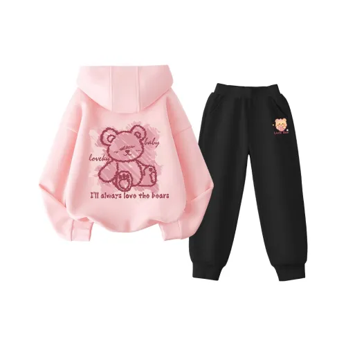 La Chapelle Ледяной розовый/Pink Bear Черный/Little Bear Сердце K Школьный возраст Повседневная спортивная одежда