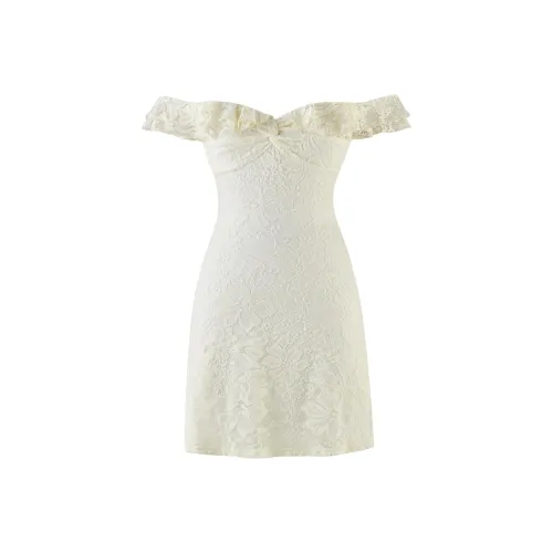 Tiger Mist DENALI Мини-платье с кружевным верхом короткое с рукавами
