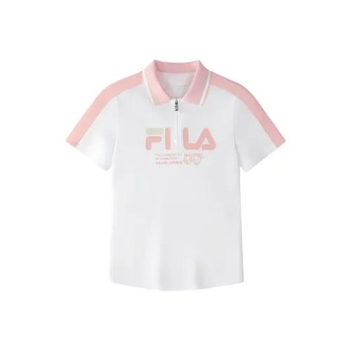 FILA KIDS x YUANTIANZHI LIANMINGKUAN Поло Стандартное Белое для Детей Возрастом 3-7 Лет