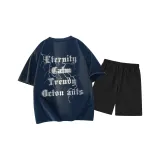 Темно-синий топ, черный низ