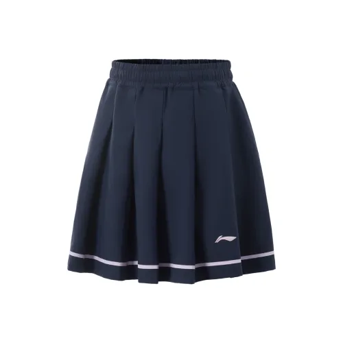 LINING YOUNG Теннис Логотип бренда Умеренный Юбка Лето Темно-морской синий