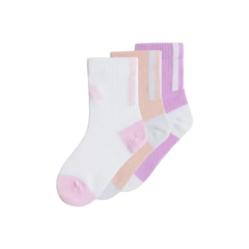 Adidas 3 шт Благословение Светло-фиолетовый/Белый/Кристально-розовый Школьные носки