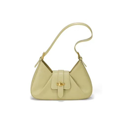 Simedin Коровья кожа Подмышечный Сумка на плечо Женская Экрю Оливково-зеленый