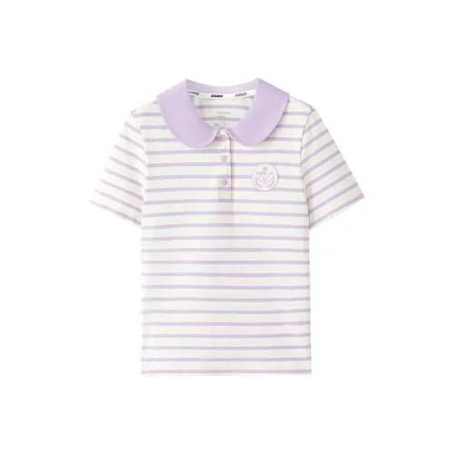 Skechers Kids Поло SS25 Фиолетовый Белый Полоска Подростки