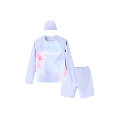 Annil Детский купальник SS25 комплект из 3 штук фиолетовый цветочный дизайн для подростков