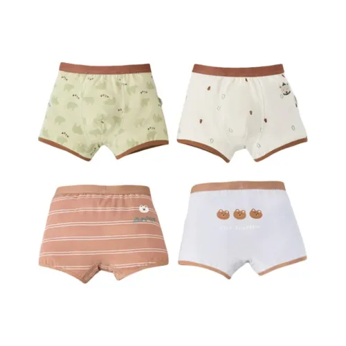 Хлопок 4 шт [Серый + Коричневый + Светло-серый + Мятно-зеленый] Kids Трусы