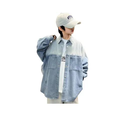 The panda is round Деним Рубашка Синий Детский