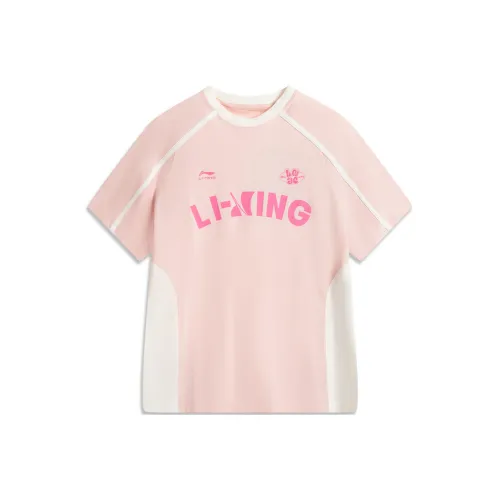 LINING YOUNG Sports Life Collection Т-рубашка Осенняя Бледно-розовая Сливочно-белая