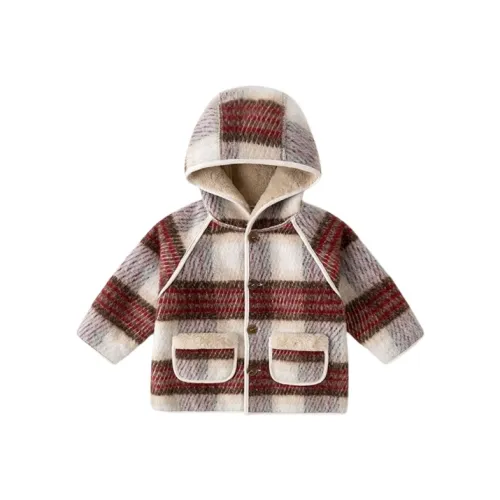 SOIE Пальто Коричнево-красный Клетчатый для детей 3-7 лет